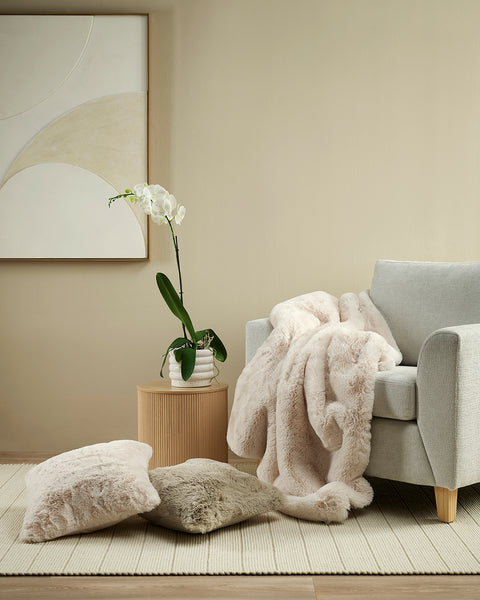 Pelaje Faux Fur Round Cushion - Ivory main image 0